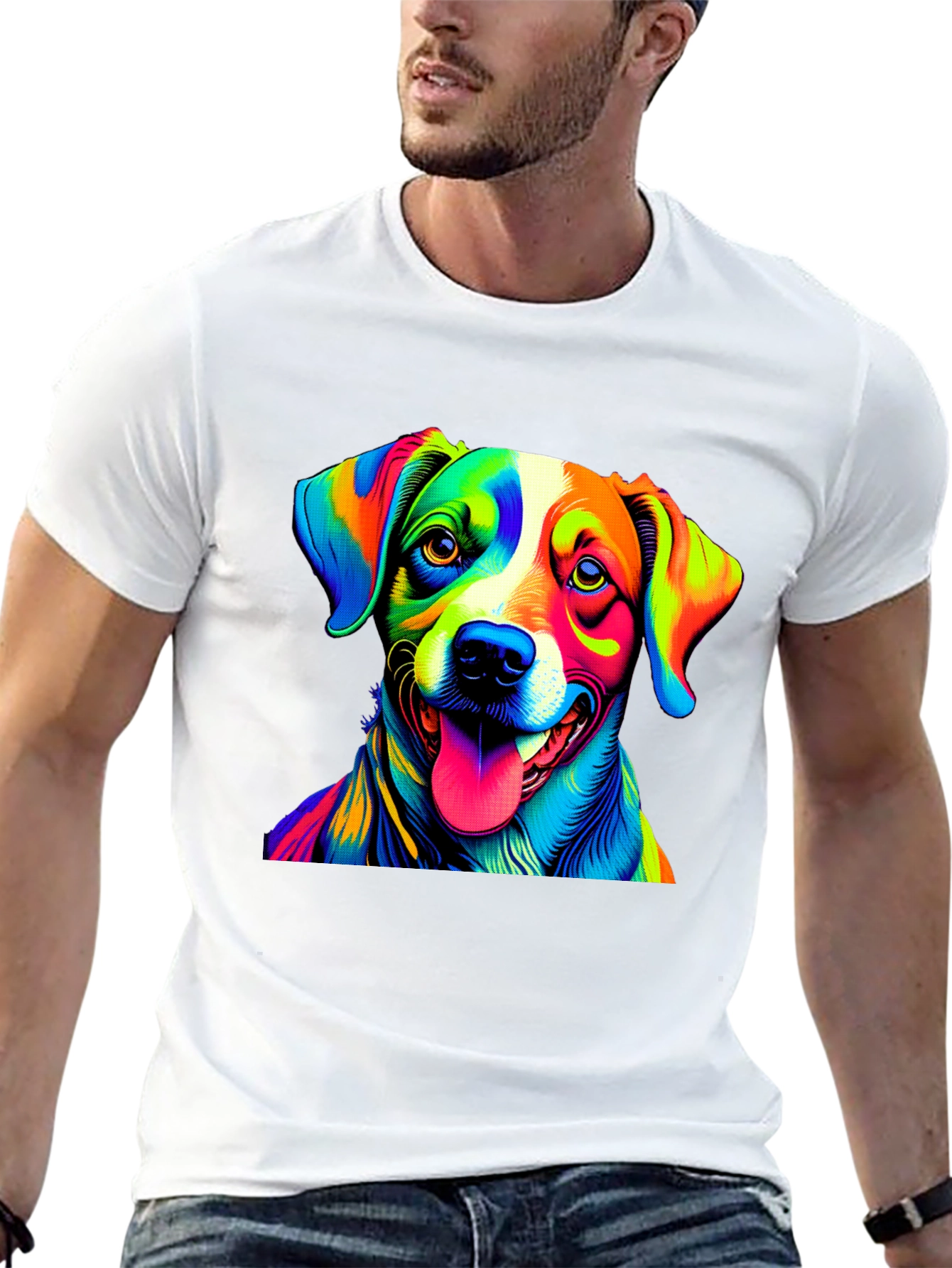Dog Pop Art Graphic Tee - Mens Black T-Shirt