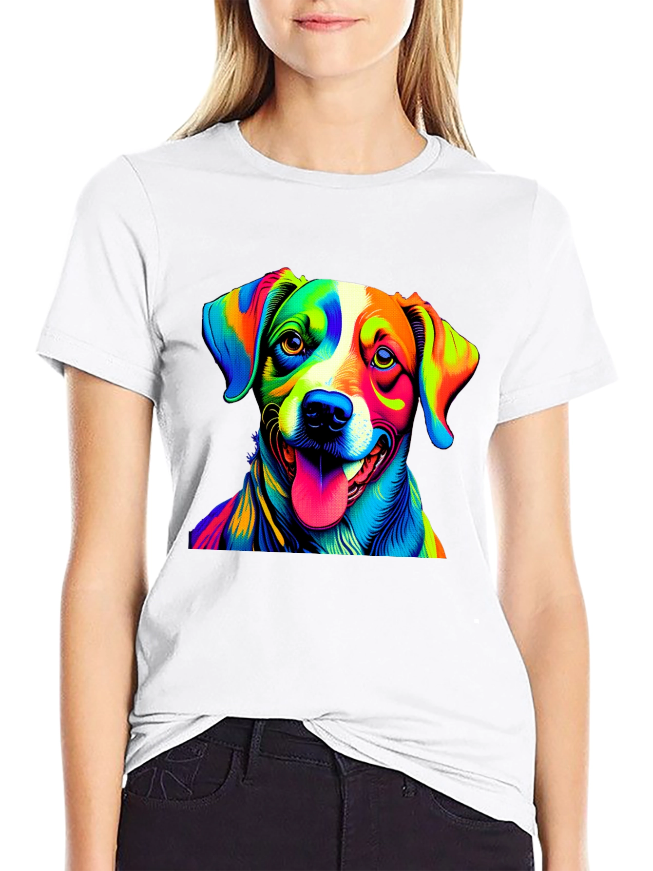 Dog Pop Art Graphic Tee - Mens Black T-Shirt