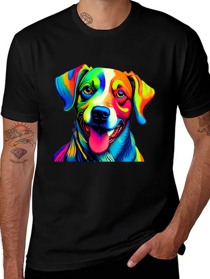 Dog Pop Art Graphic Tee - Mens Black T-Shirt