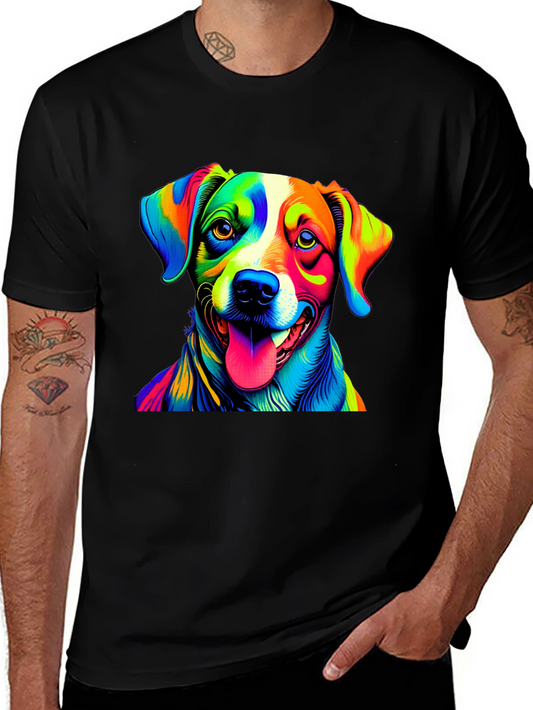Dog Pop Art Graphic Tee - Mens Black T-Shirt