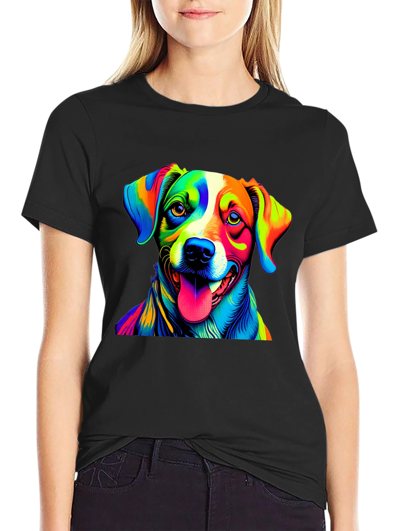 Dog Pop Art Graphic Tee - Mens Black T-Shirt