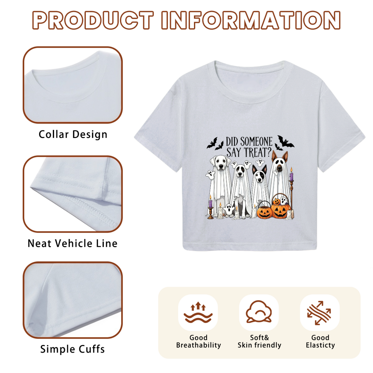 Did Someone Say Treat Ghost Dog Halloween Cropped T?Shirt