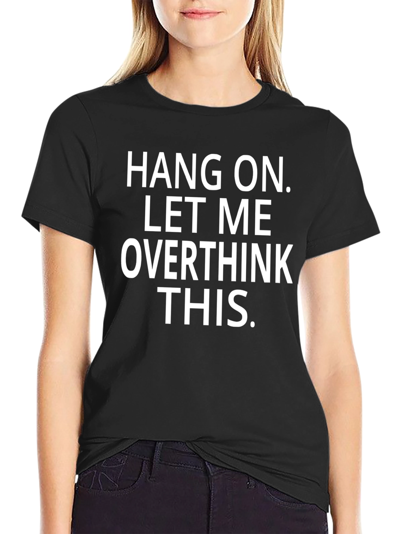 Overthink Black Crew Neck Graphic Tee