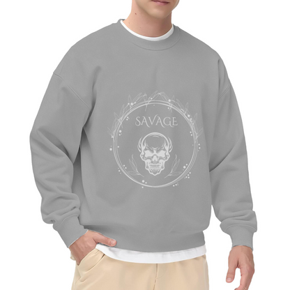Savage Skull Laurel Crewneck Sweatshirt - Edgy Gothic Streetwear Graphic Pullover