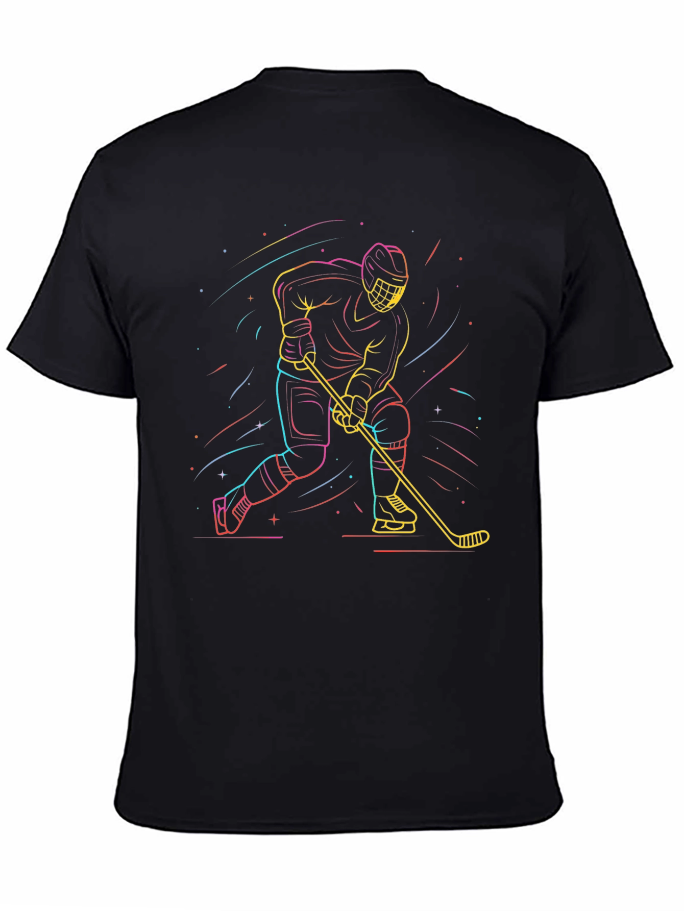 Neon Hockey Player T-Shirt - Black