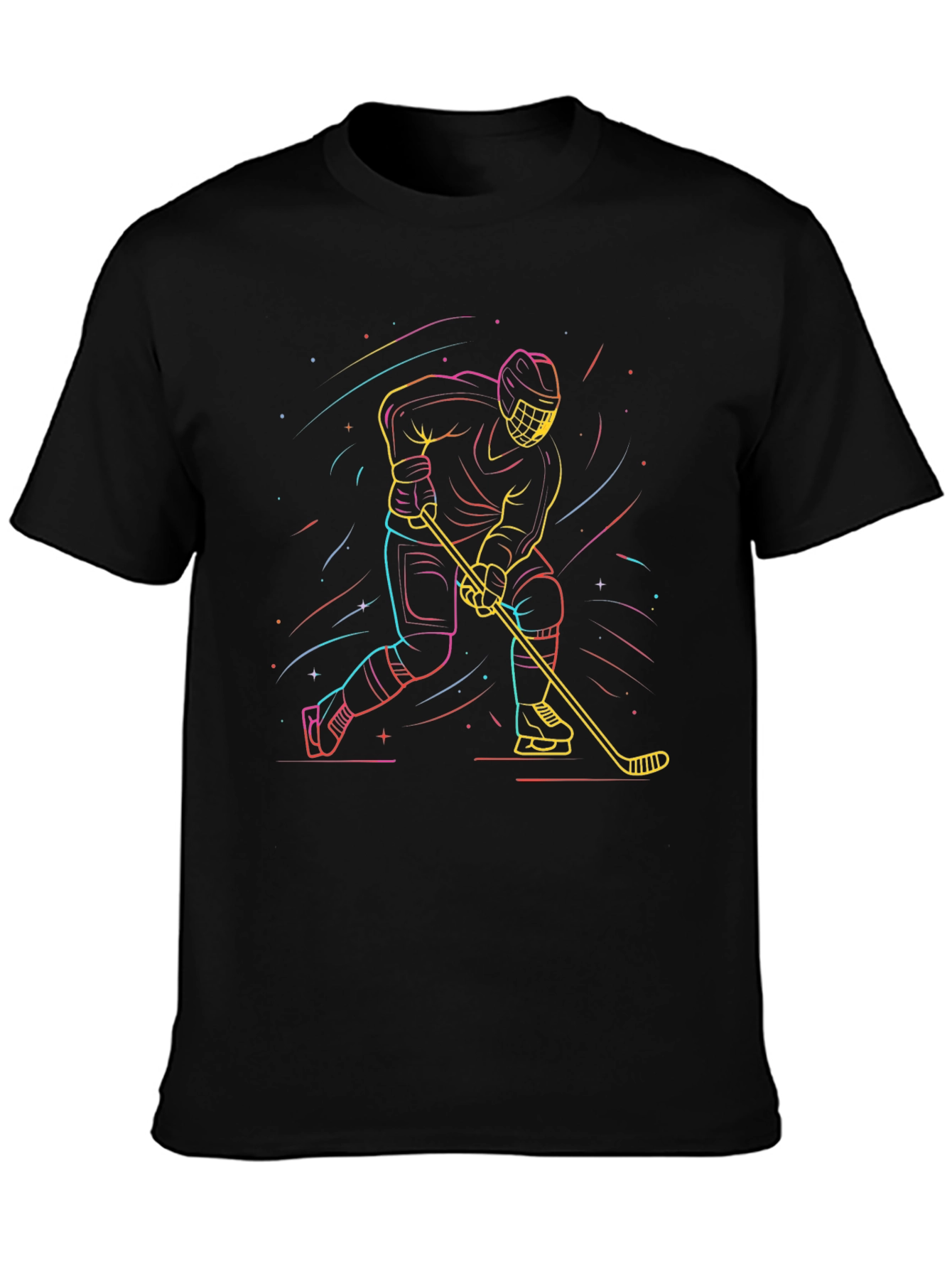 Neon Hockey Player T-Shirt - Black
