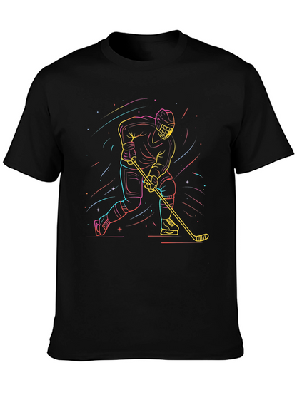 Neon Hockey Player T-Shirt - Black