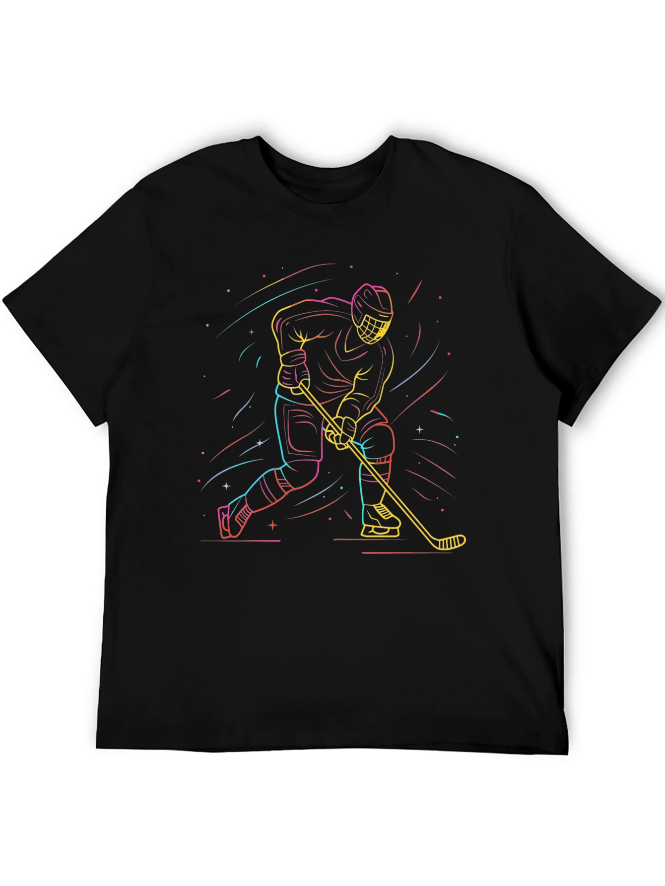 Neon Hockey Player T-Shirt - Black