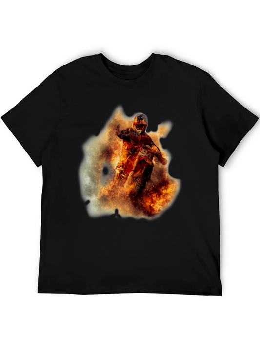 Fiery Motocross Rider Graphic Tee