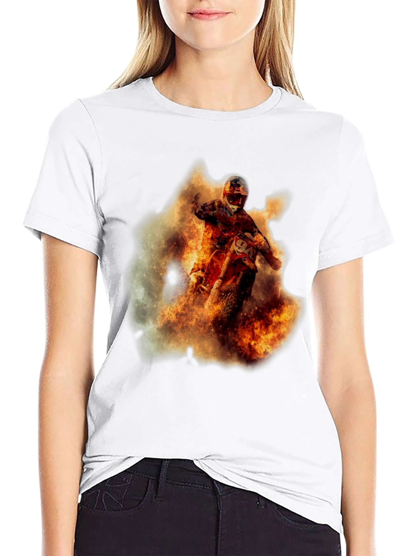 Fiery Motocross Rider Graphic Tee