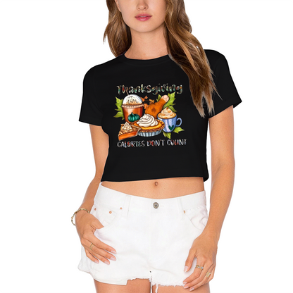 Thanksgiving Calories Don't Count Holiday Feast Graphic Crop Top