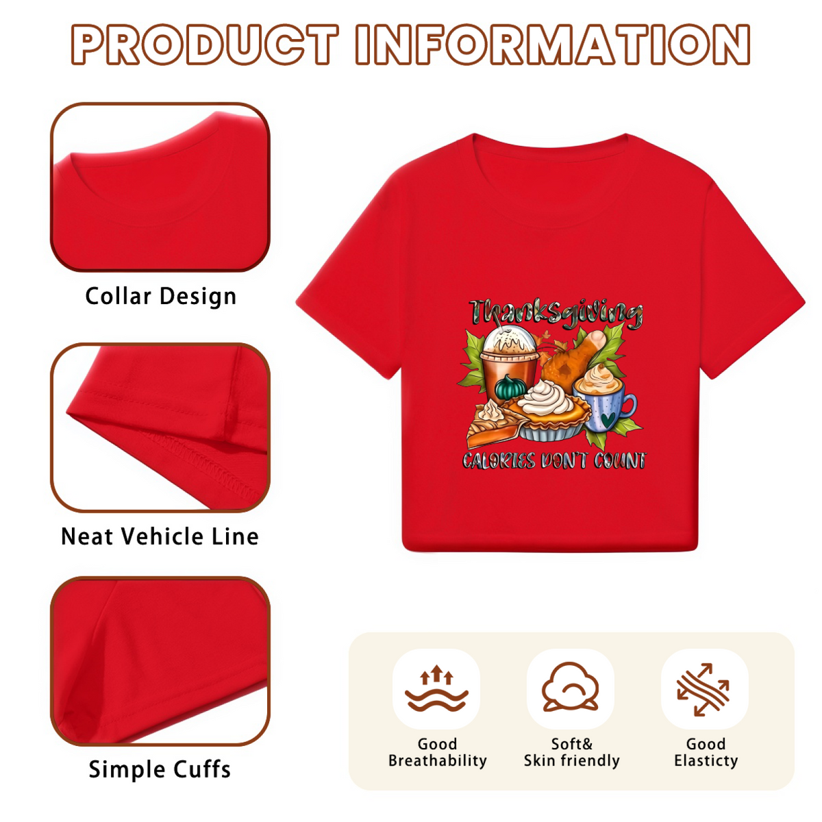 Thanksgiving Calories Don't Count Holiday Feast Graphic Crop Top
