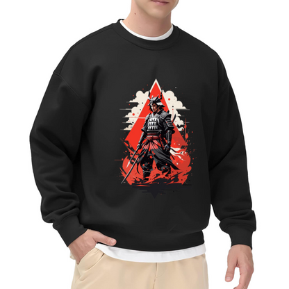 Samurai Warrior Red Triangle Crewneck Sweatshirt - Japanese Art Streetwear Pullover