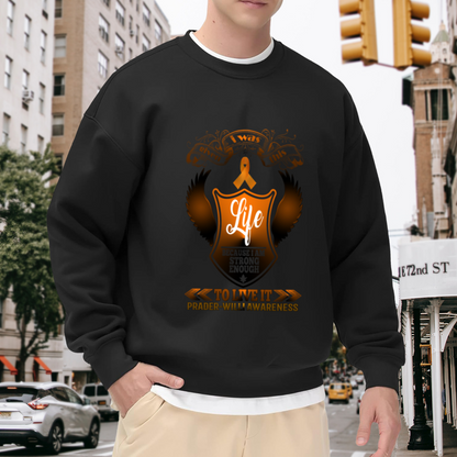 Prader-Willi Awareness Crewneck Sweatshirt - Orange Ribbon Support Pullover