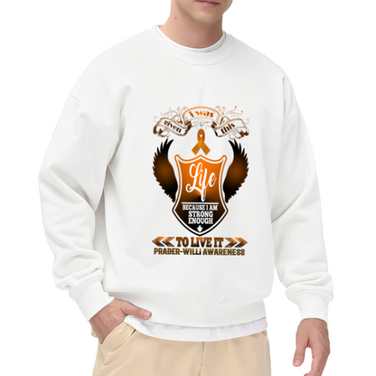 Prader-Willi Awareness Crewneck Sweatshirt - Orange Ribbon Support Pullover