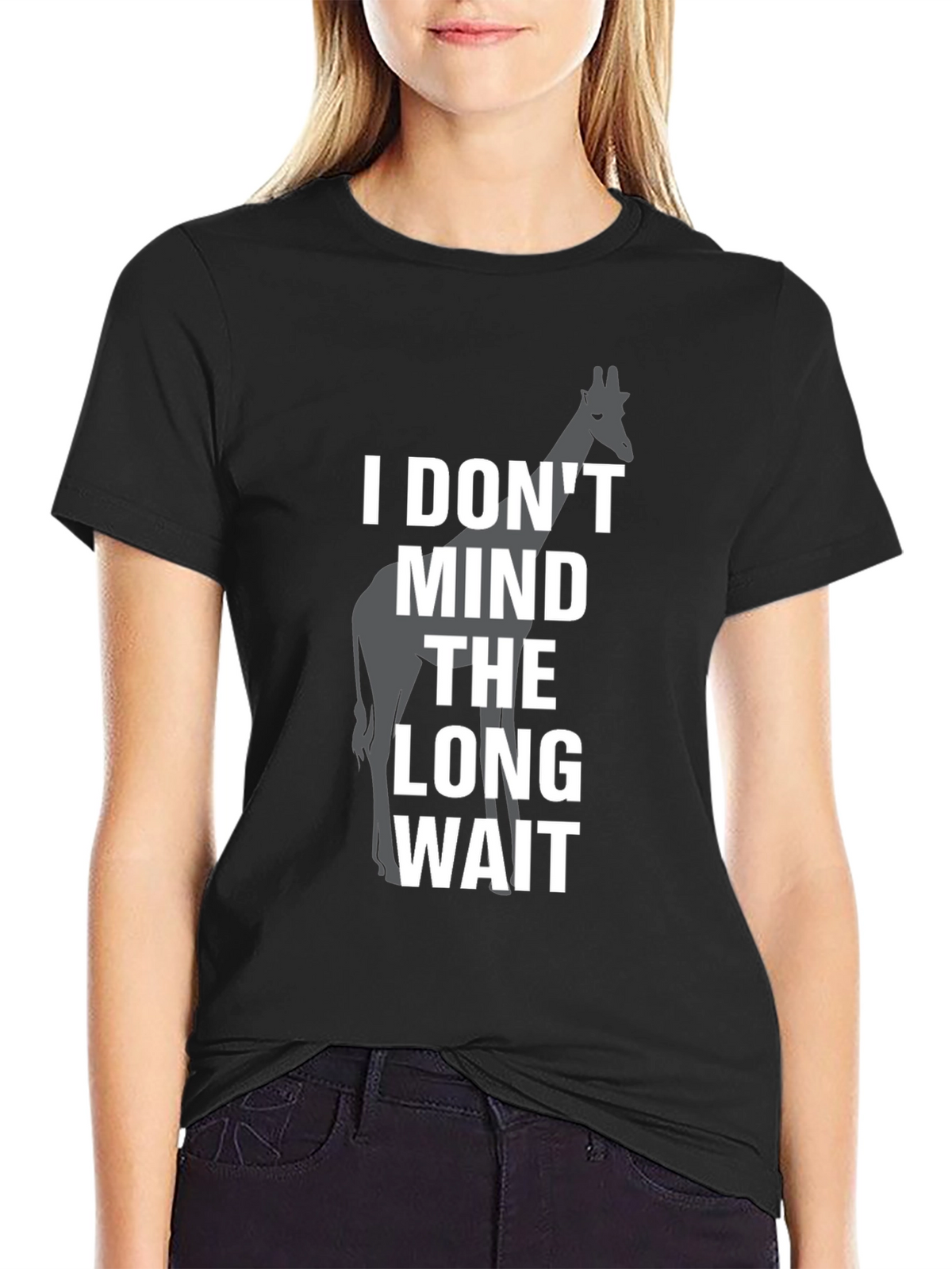 Long Wait Giraffe Graphic Tee - Mens Black T-Shirt