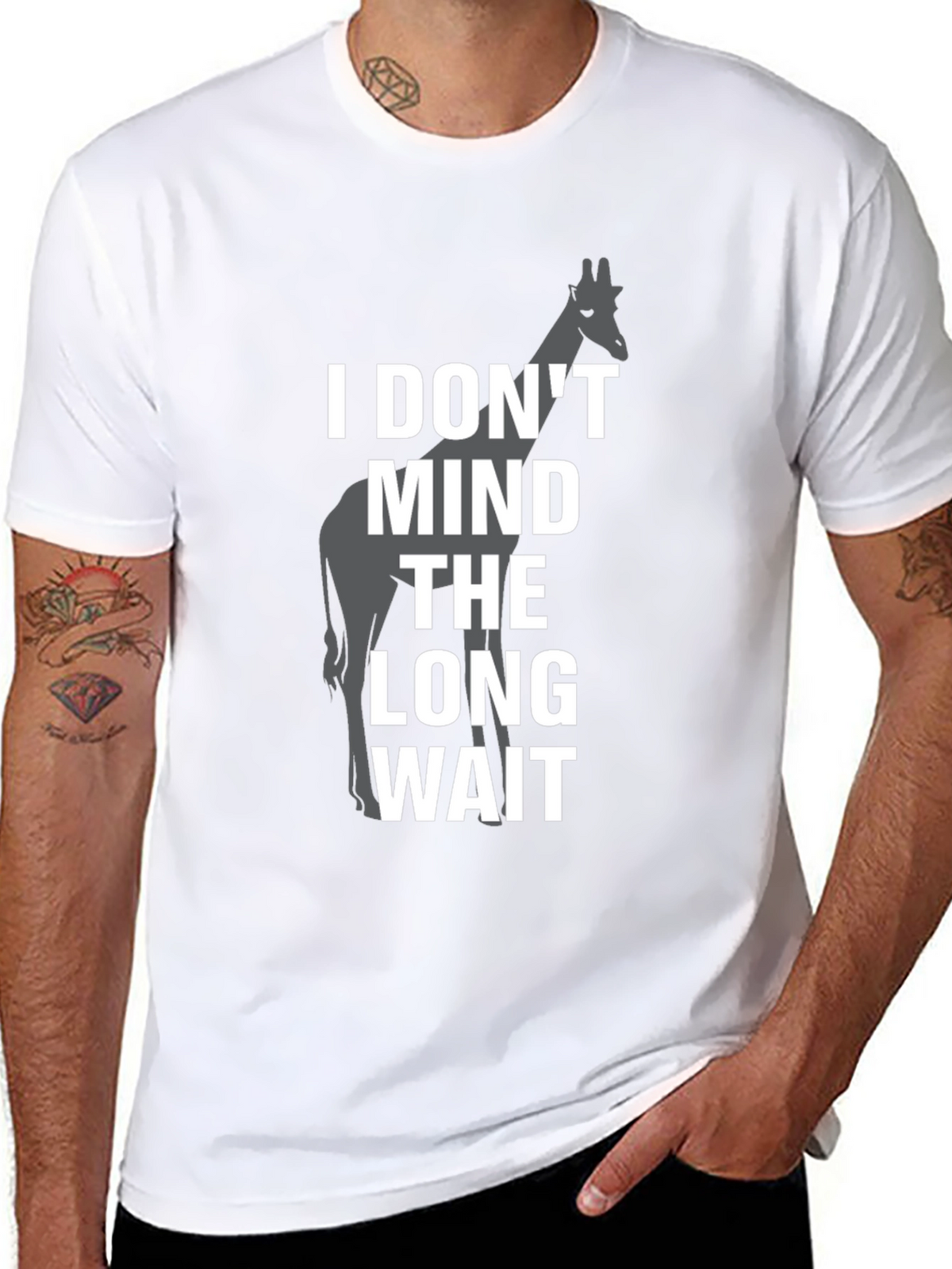 Long Wait Giraffe Graphic Tee - Mens Black T-Shirt