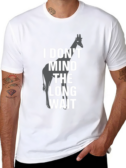 Long Wait Giraffe Graphic Tee - Mens Black T-Shirt