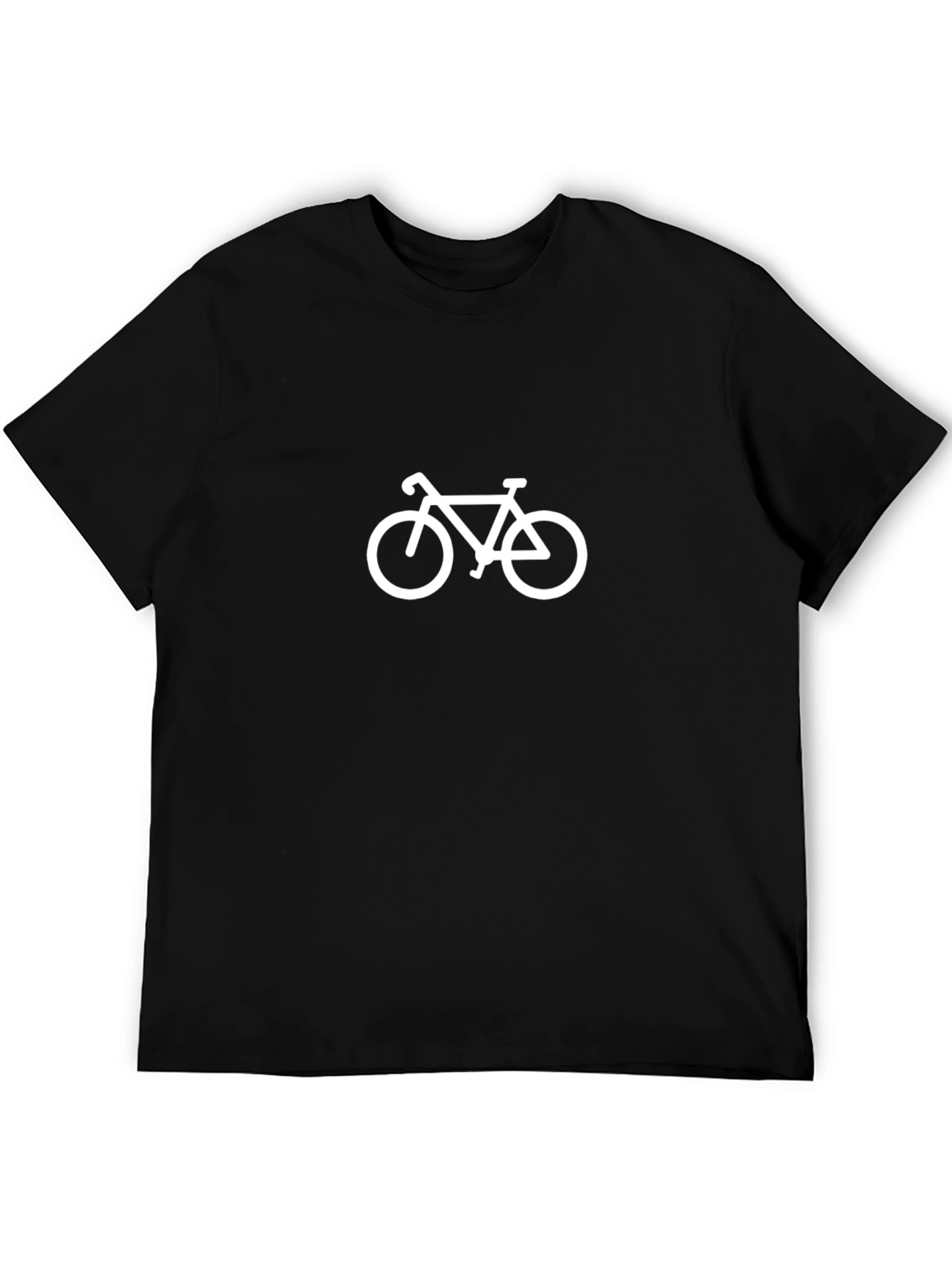 Mens Black T-Shirt with White Bike Graphic