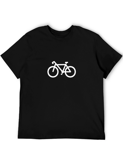 Mens Black T-Shirt with White Bike Graphic