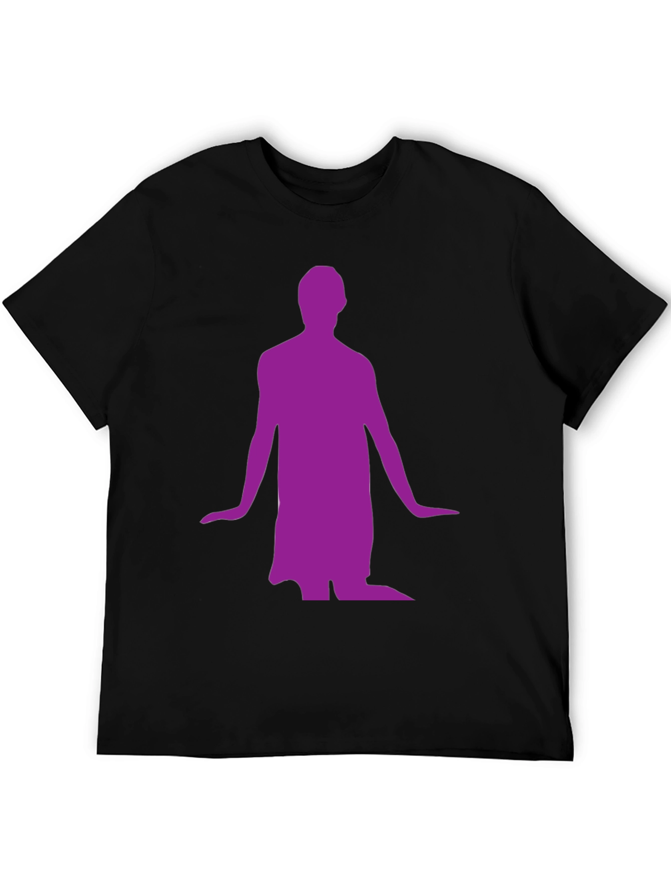 Mans Black T-Shirt with Purple Figure Graphic