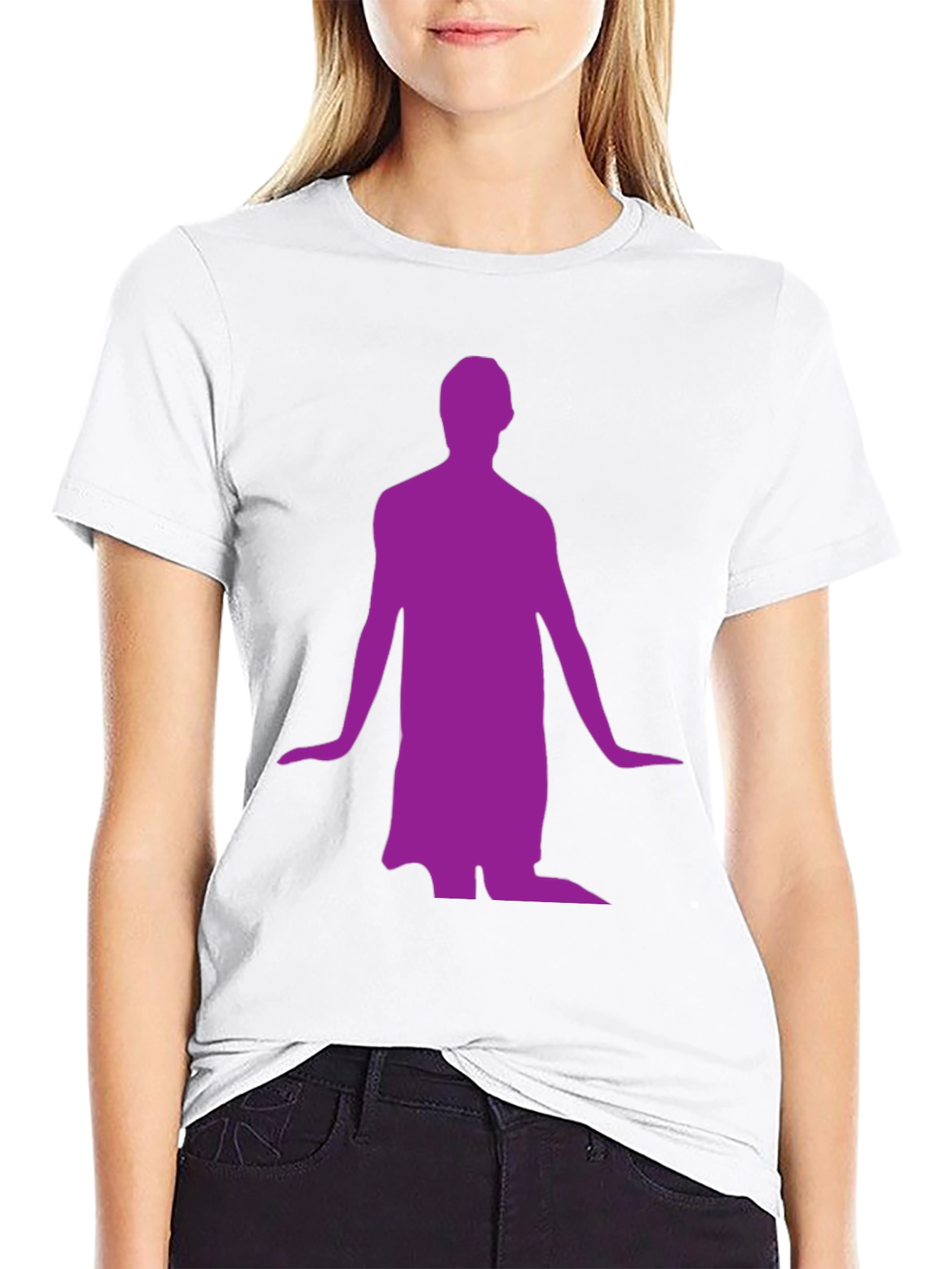 Mans Black T-Shirt with Purple Figure Graphic
