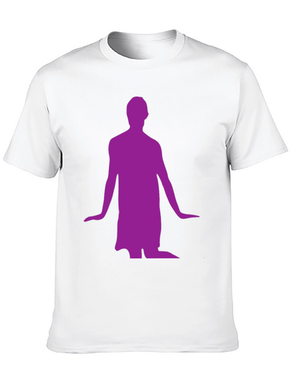 Mans Black T-Shirt with Purple Figure Graphic