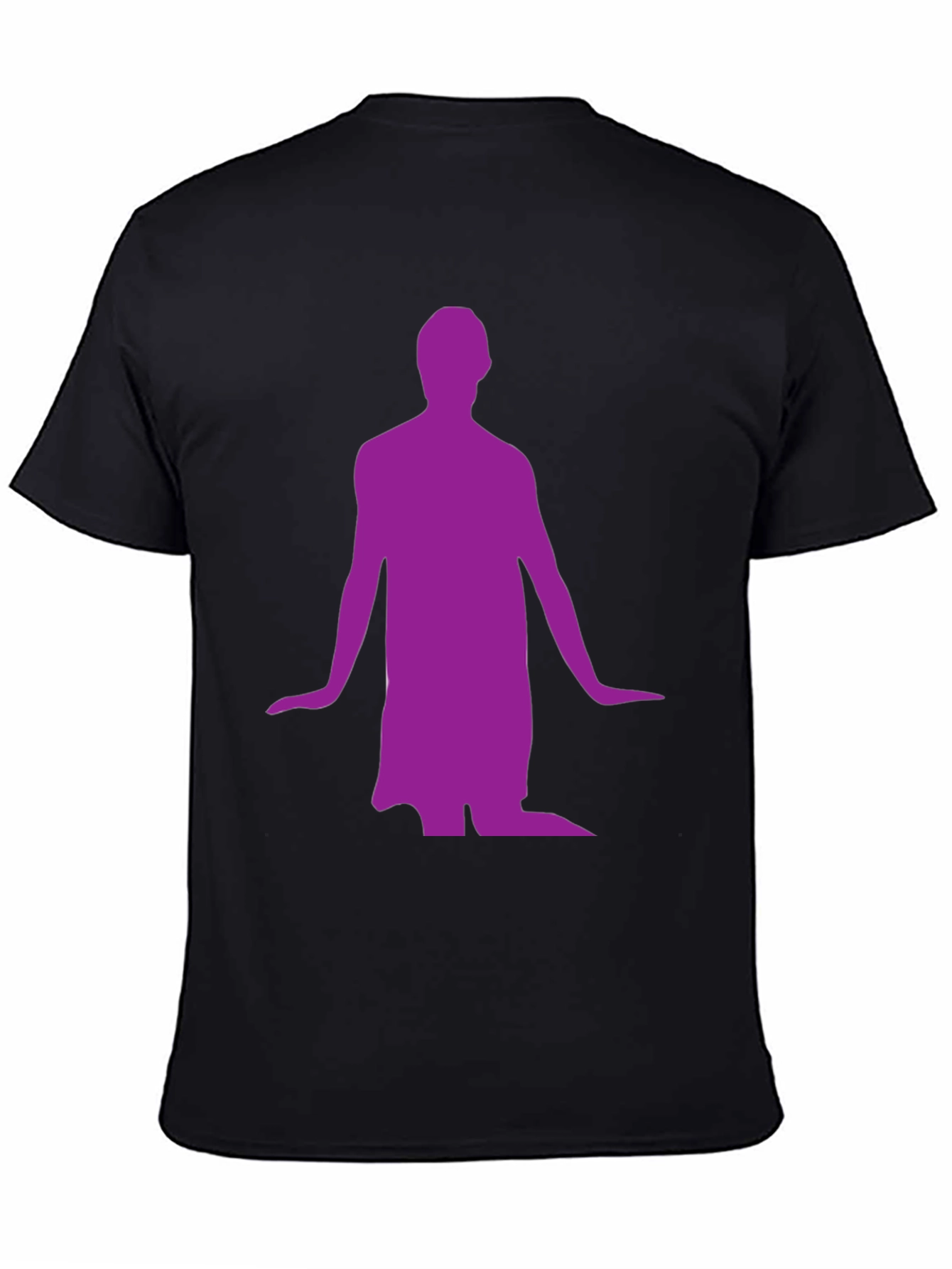 Mans Black T-Shirt with Purple Figure Graphic
