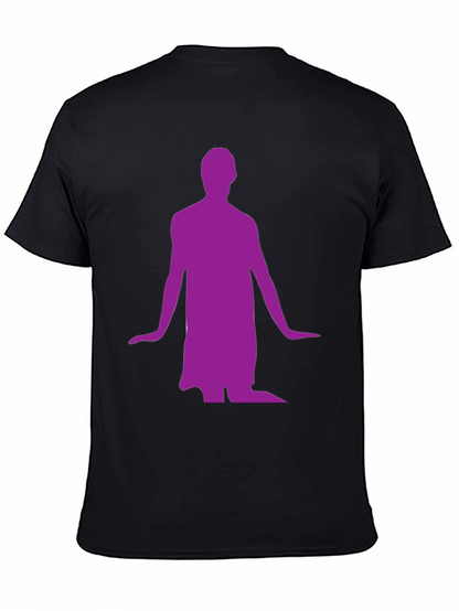 Mans Black T-Shirt with Purple Figure Graphic