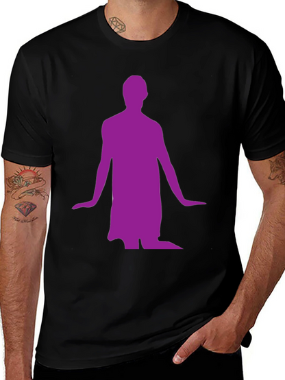 Mans Black T-Shirt with Purple Figure Graphic