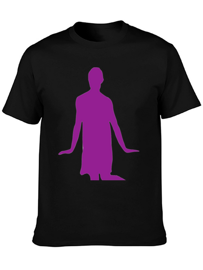 Mans Black T-Shirt with Purple Figure Graphic
