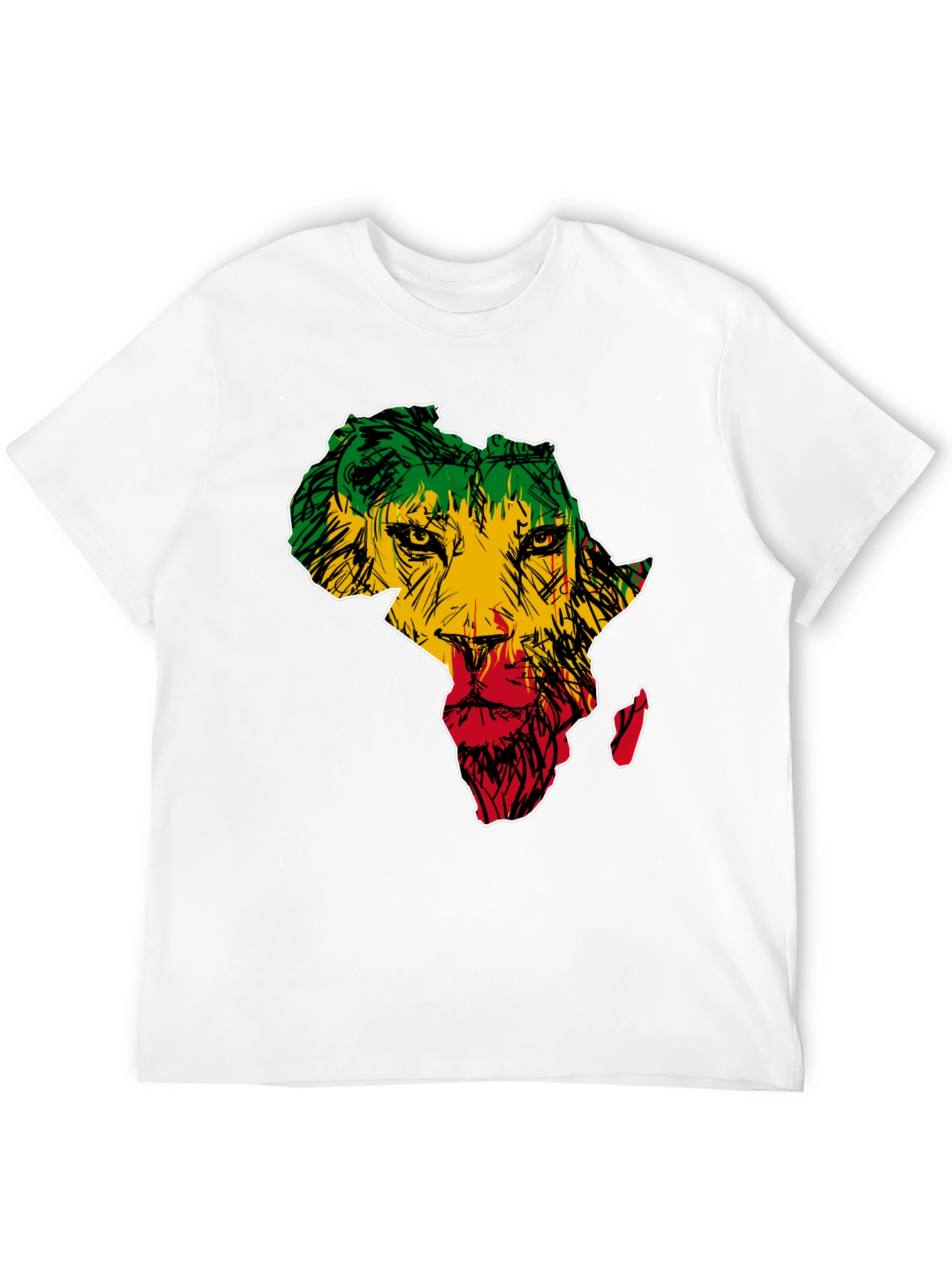 Africa Lion Print T-Shirt - Mens Black Tee