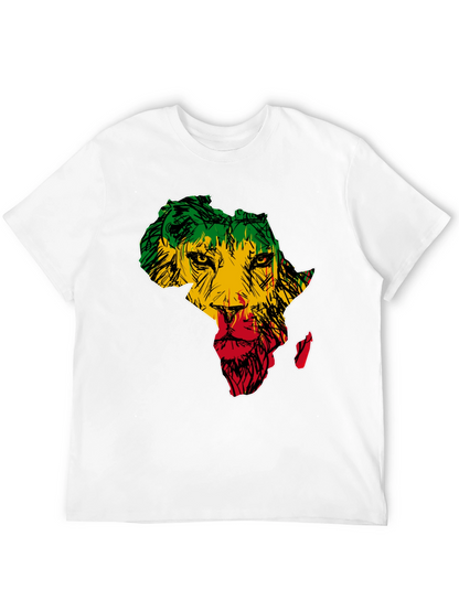 Africa Lion Print T-Shirt - Mens Black Tee