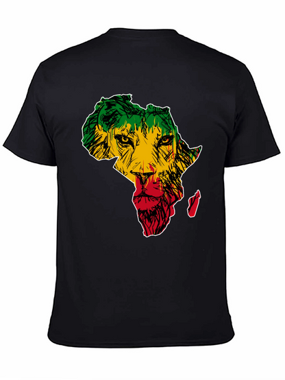 Africa Lion Print T-Shirt - Mens Black Tee