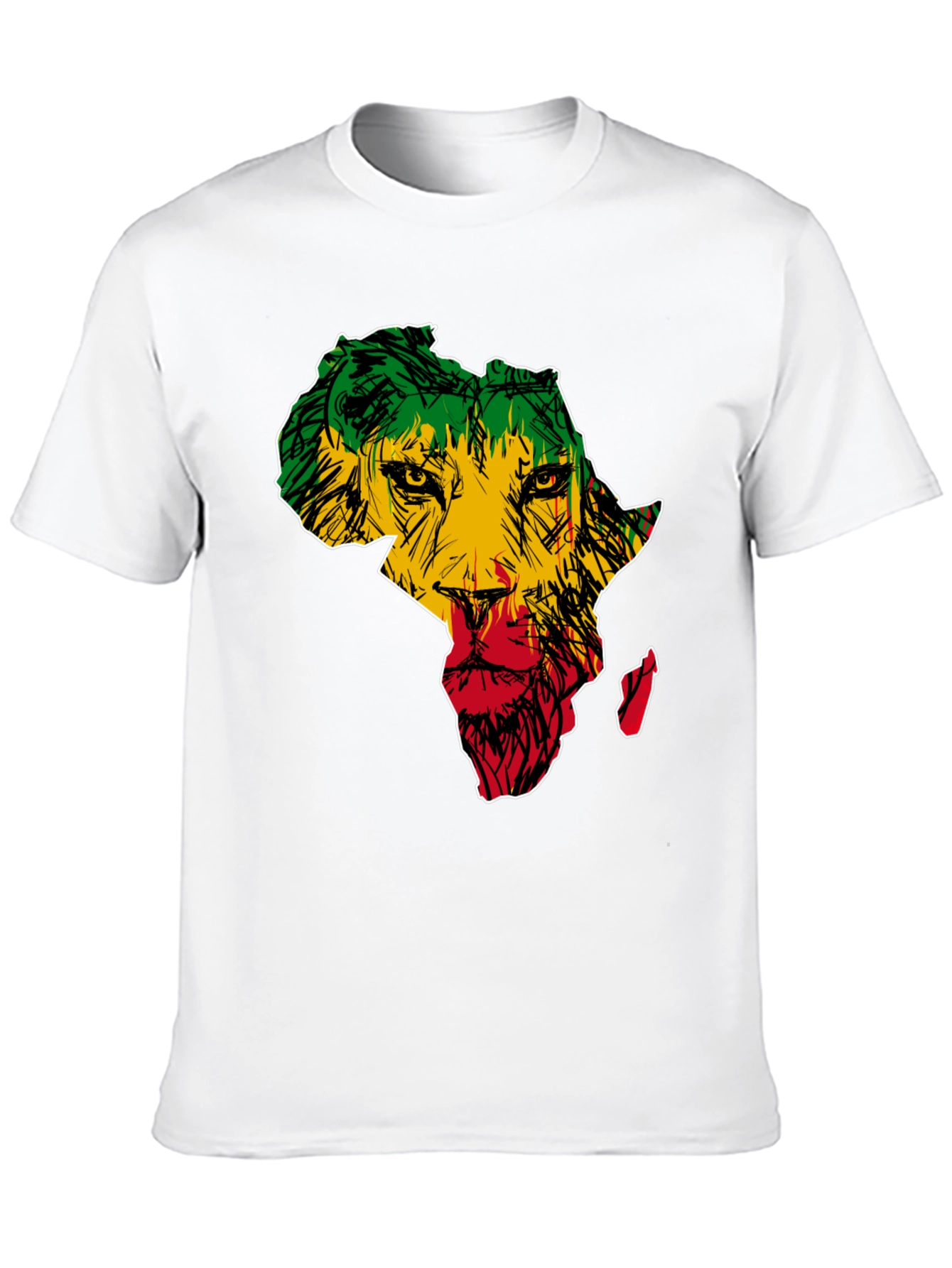 Africa Lion Print T-Shirt - Mens Black Tee