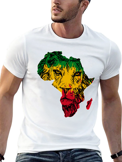 Africa Lion Print T-Shirt - Mens Black Tee