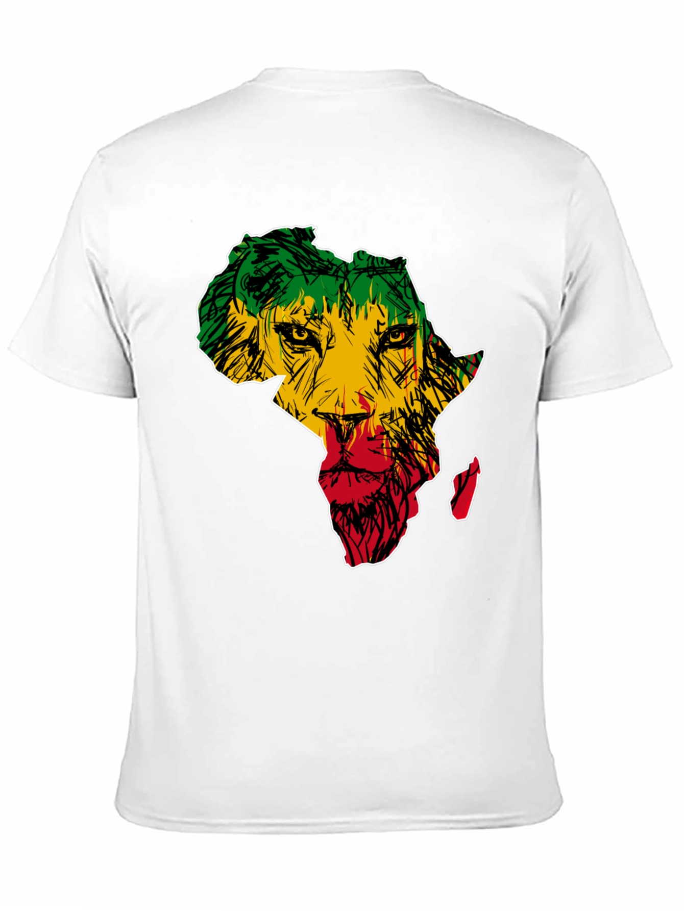 Africa Lion Print T-Shirt - Mens Black Tee