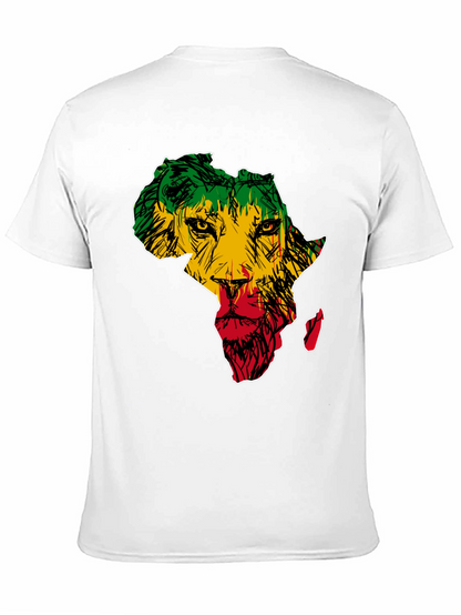 Africa Lion Print T-Shirt - Mens Black Tee