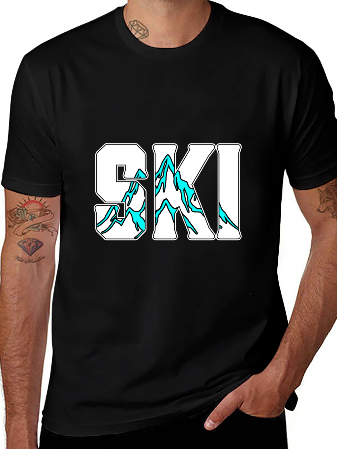 SKI Graphic Print Black T-Shirt