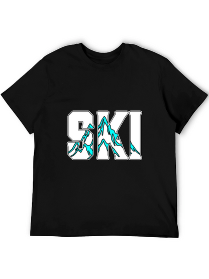 SKI Graphic Print Black T-Shirt
