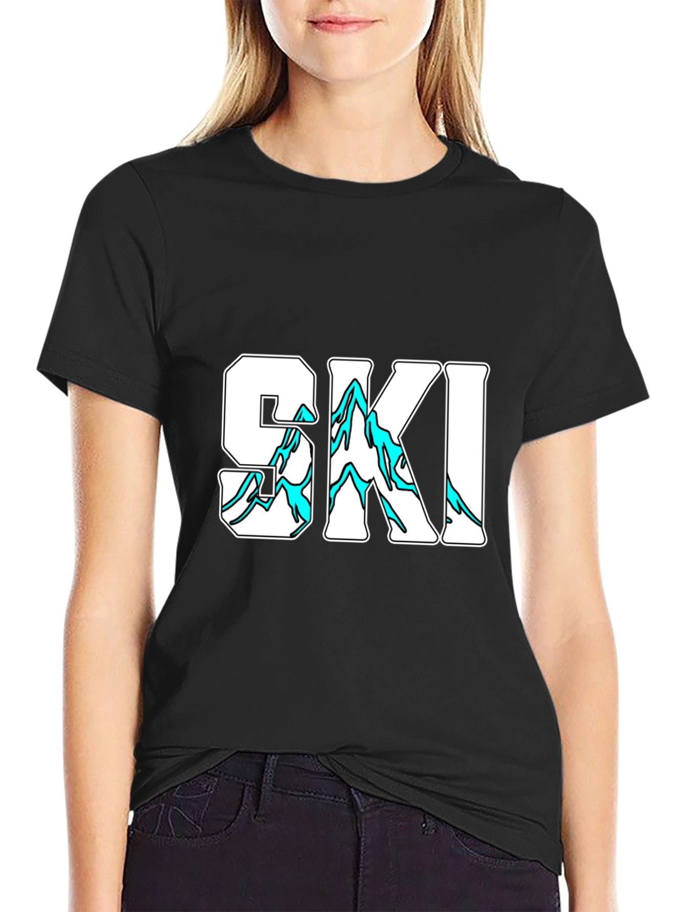 SKI Graphic Print Black T-Shirt