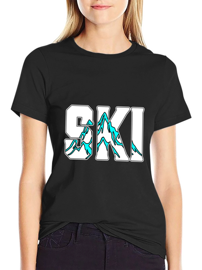 SKI Graphic Print Black T-Shirt