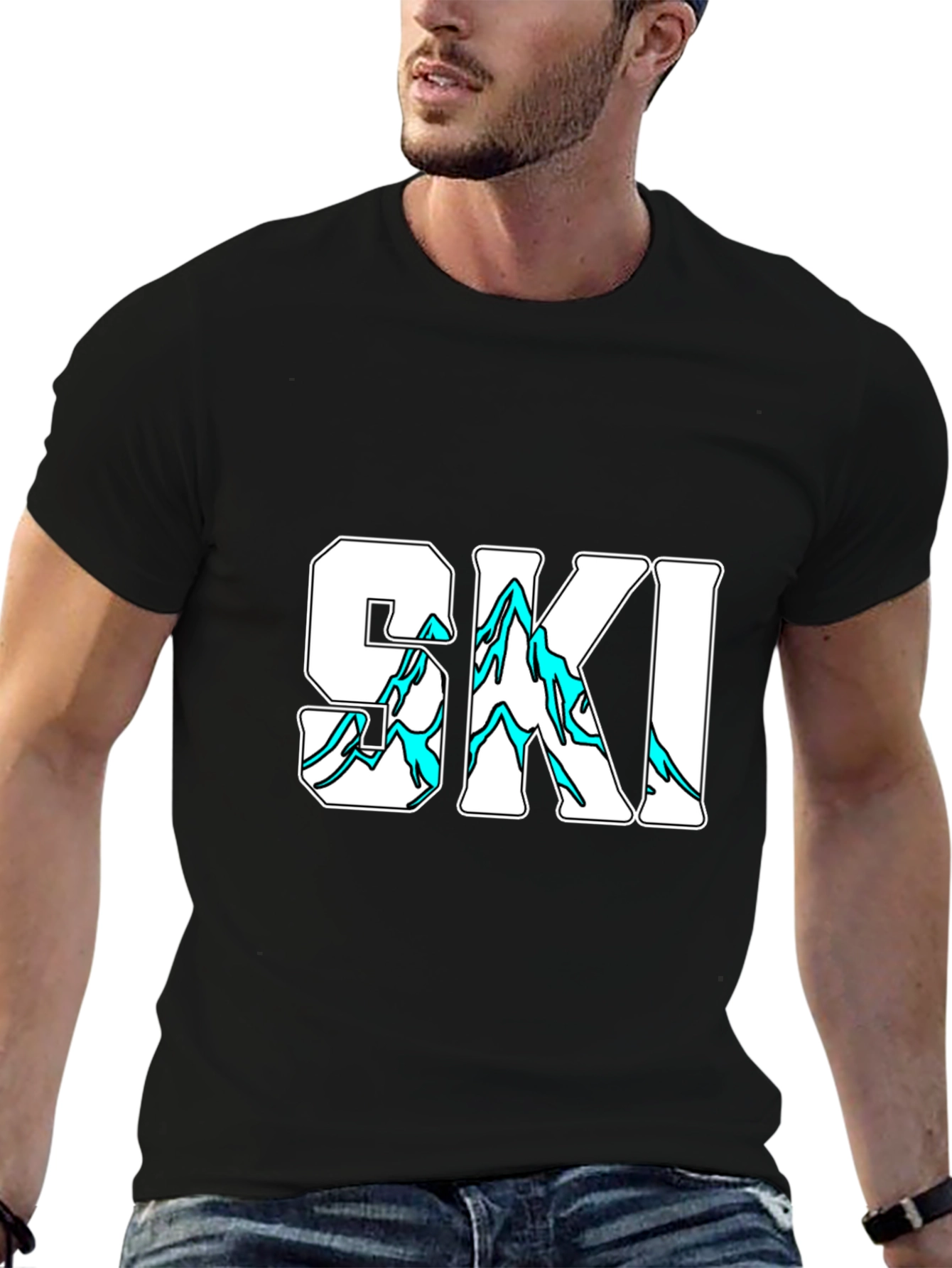 SKI Graphic Print Black T-Shirt