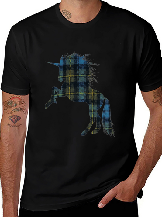 Unicorn Tartan T-Shirt - Stylish Mens Tee