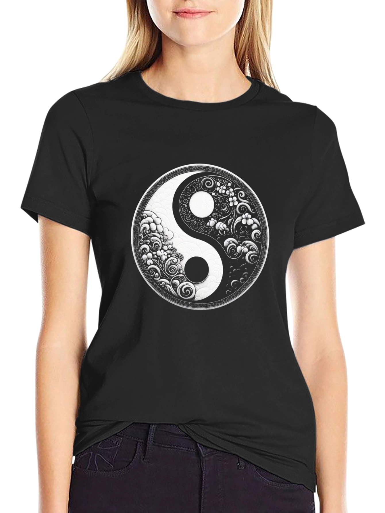 Yin Yang Graphic T-Shirt - Black