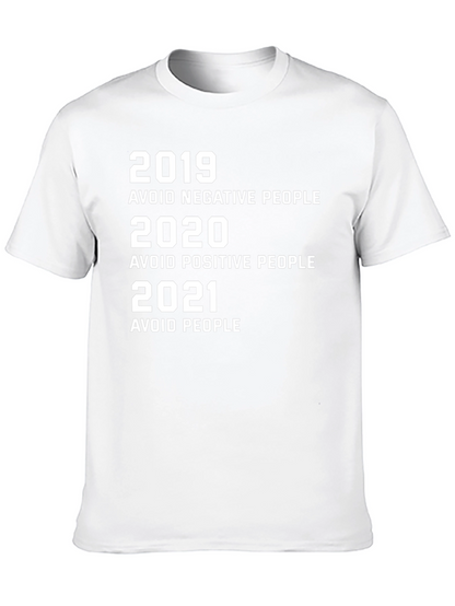 Humorous 2019-2021 Avoid People Black Graphic Tee