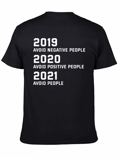 Humorous 2019-2021 Avoid People Black Graphic Tee