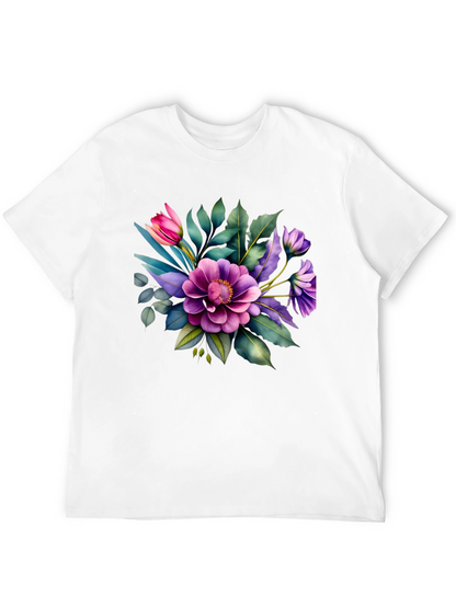 Floral Bouquet Graphic Tee - Trendy Black T-Shirt
