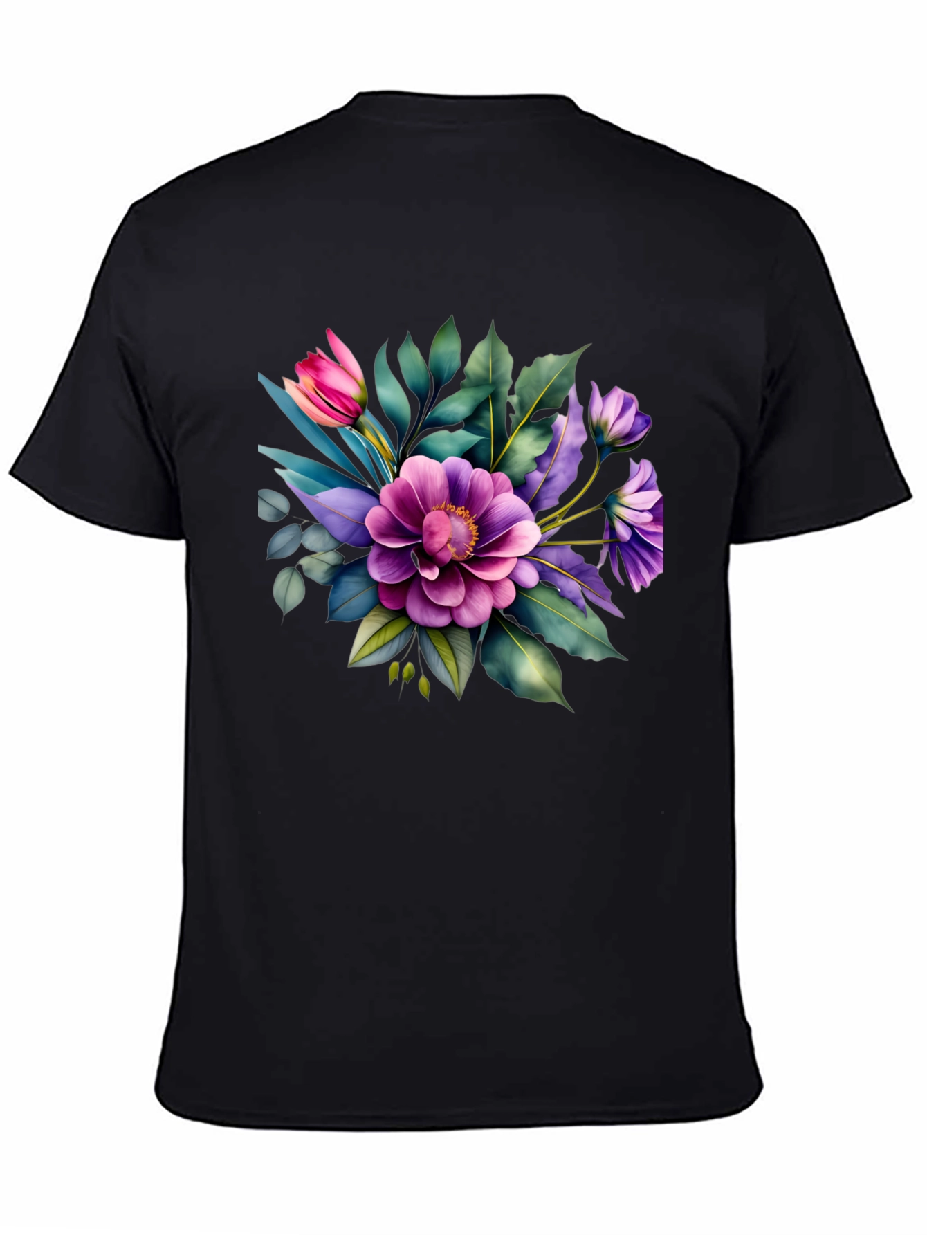 Floral Bouquet Graphic Tee - Trendy Black T-Shirt