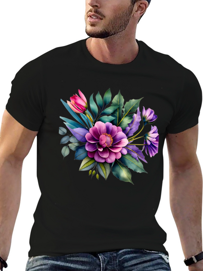 Floral Bouquet Graphic Tee - Trendy Black T-Shirt